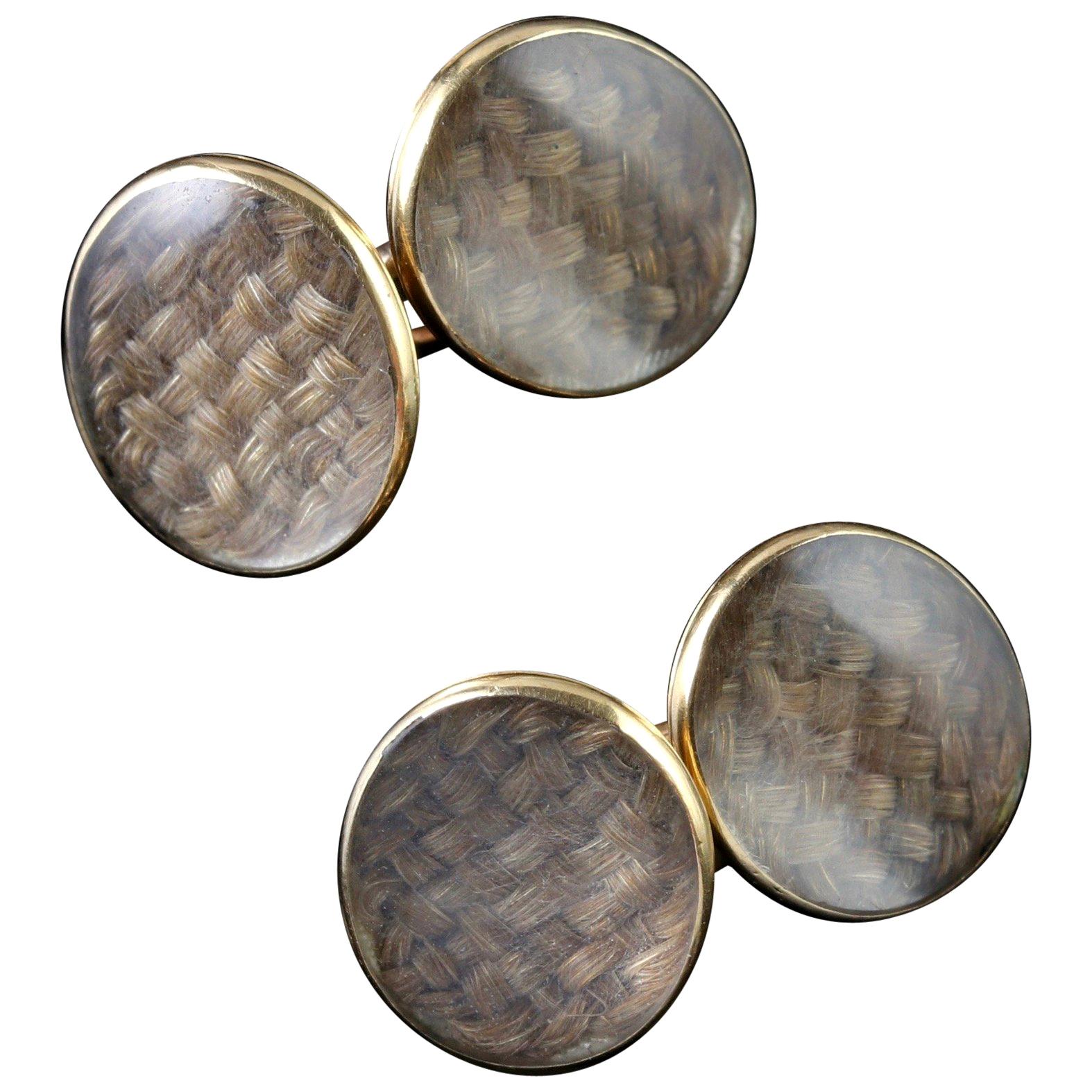 Antique Georgian Gold Mourning, circa 1780 Cufflinks