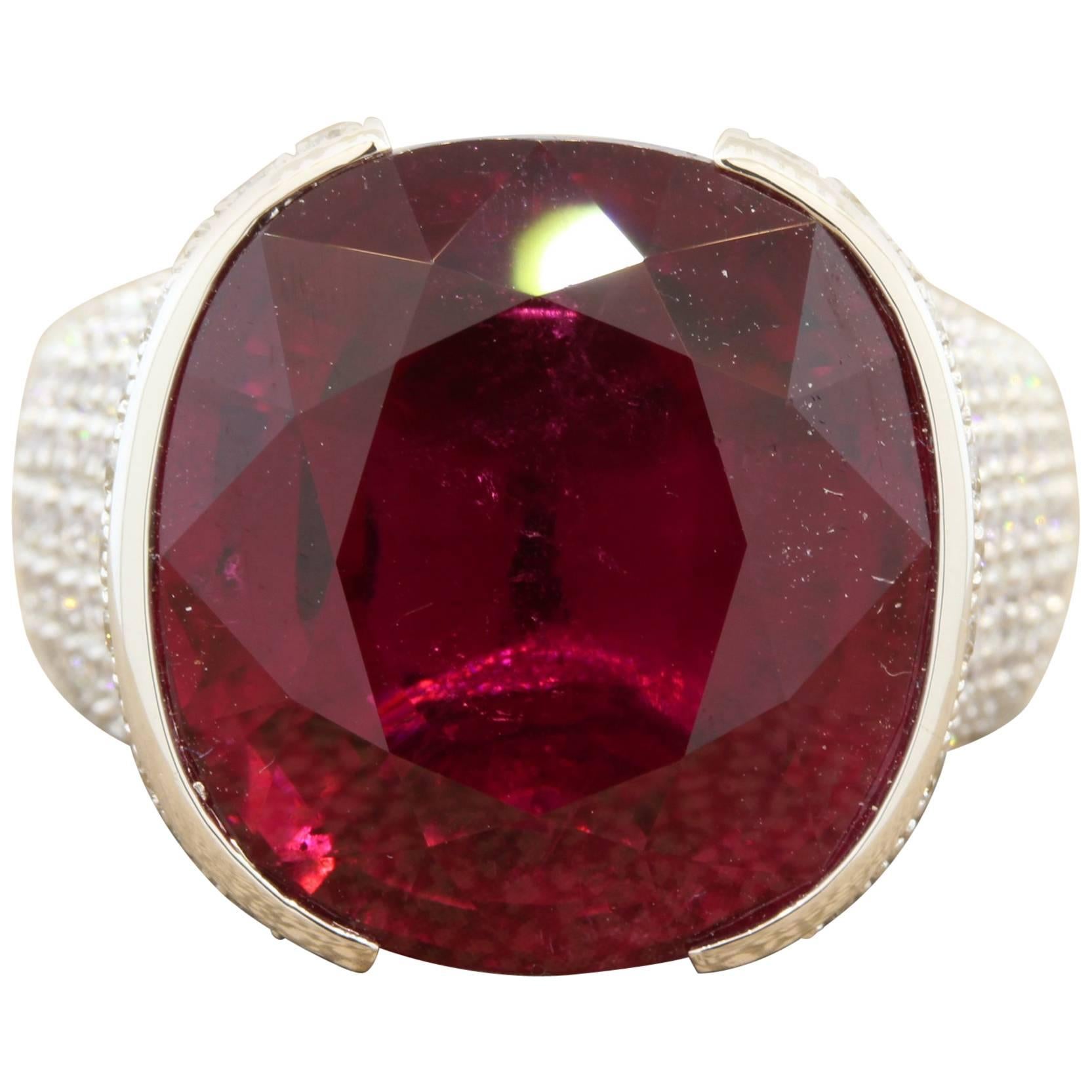 Royal Gem Rubelite Diamond Gold Ring For Sale