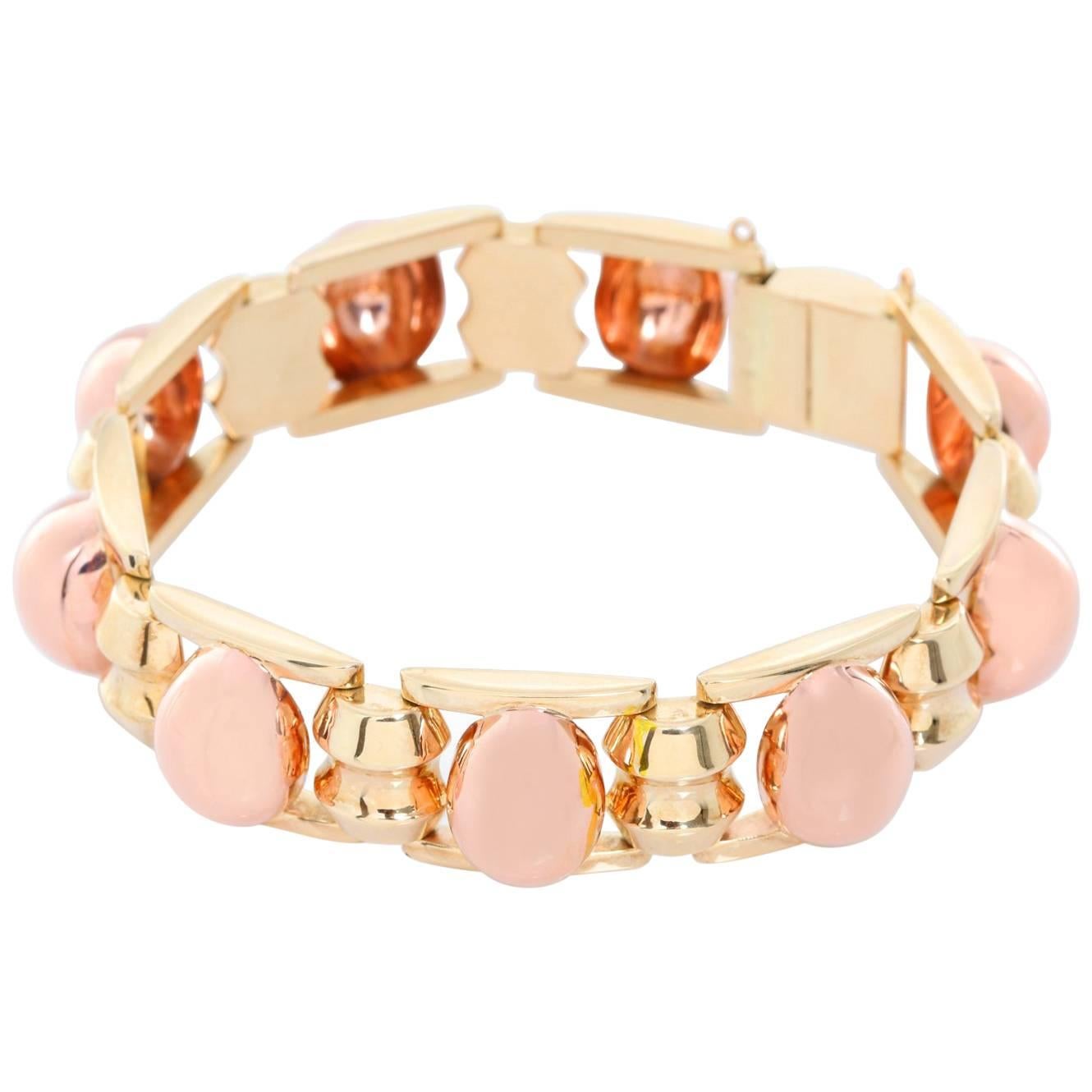 14 Karat Yellow Gold and Rose Gold Bracelet For Sale