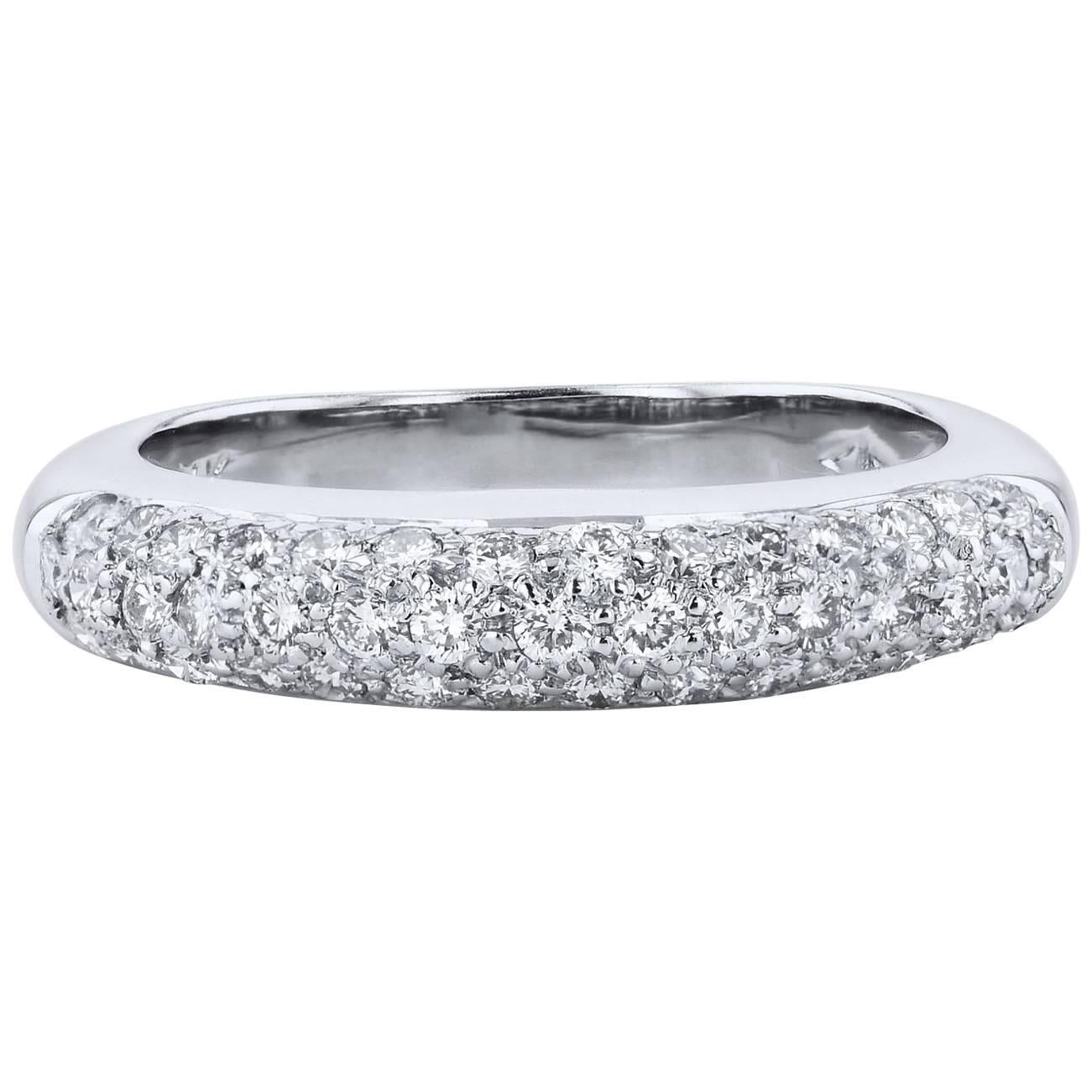 0.50 Carat Pave Set Diamond 14 karat White Gold Band Ring Size 5 For Sale