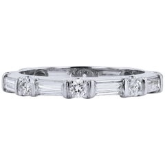 H&H 1.50 Carat Baguette and Brilliant Cut Diamond Eternity Band Ring Size 7