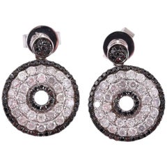 Black and Round Brilliant Diamond Earrings 1.64 Carat