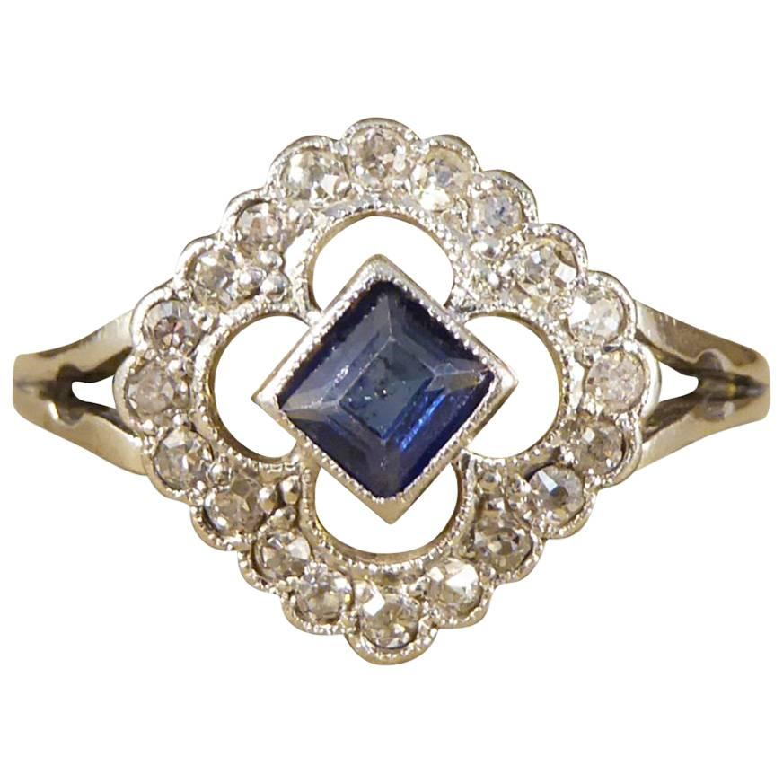 Antique Edwardian Sapphire and Diamond Ring in 18 Carat Gold