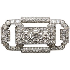 Platinum, White Gold and Diamond Rectangular Art Deco Plaque Brooch