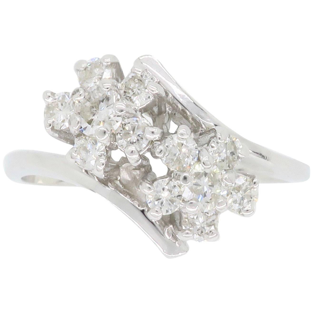 Bypass Flower Diamond Ring