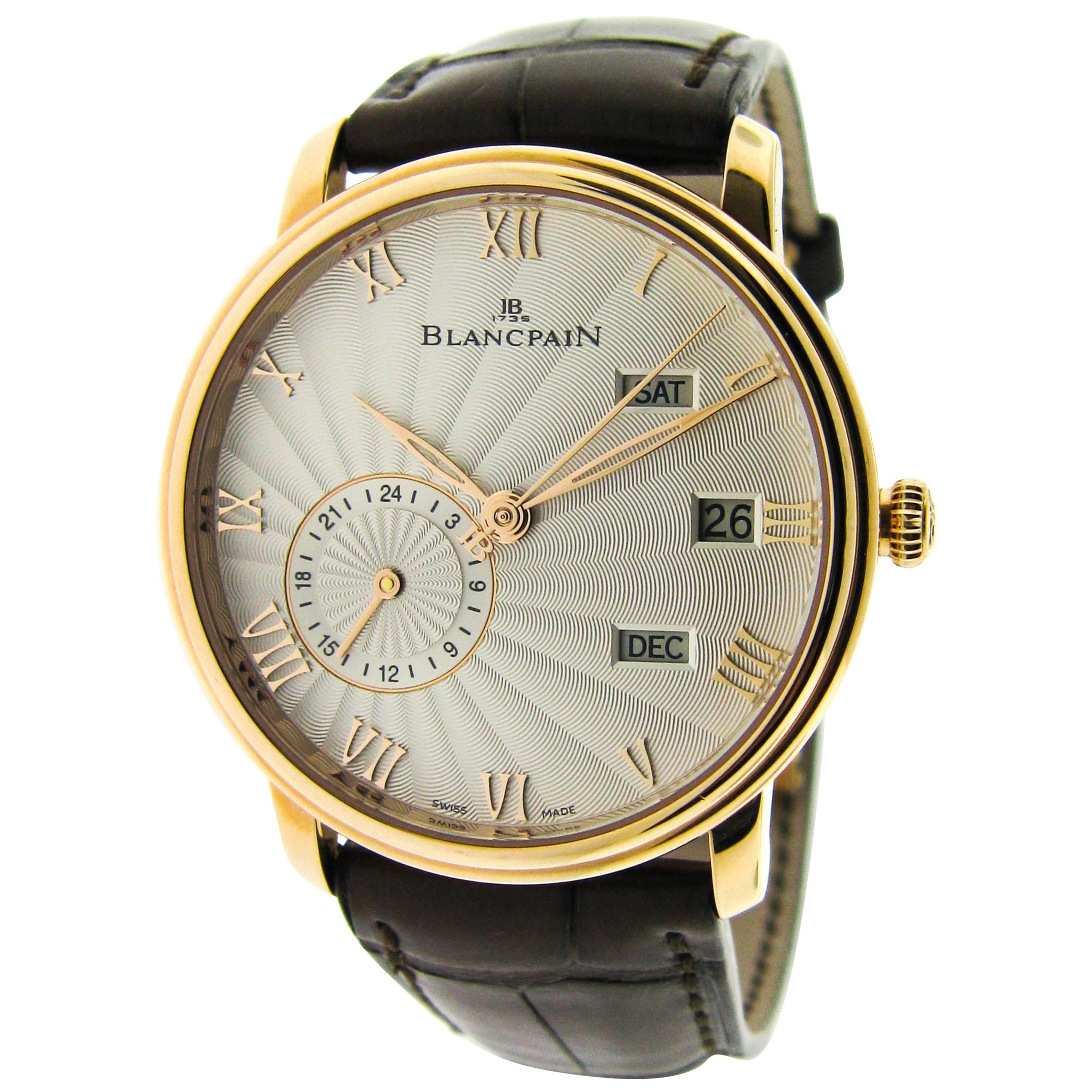 Blancpain Rose Gold Villeret Annual Calendar GMT Self-Winding Wristwatch