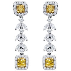Natural Fancy Yellow Diamond Drop Earrings