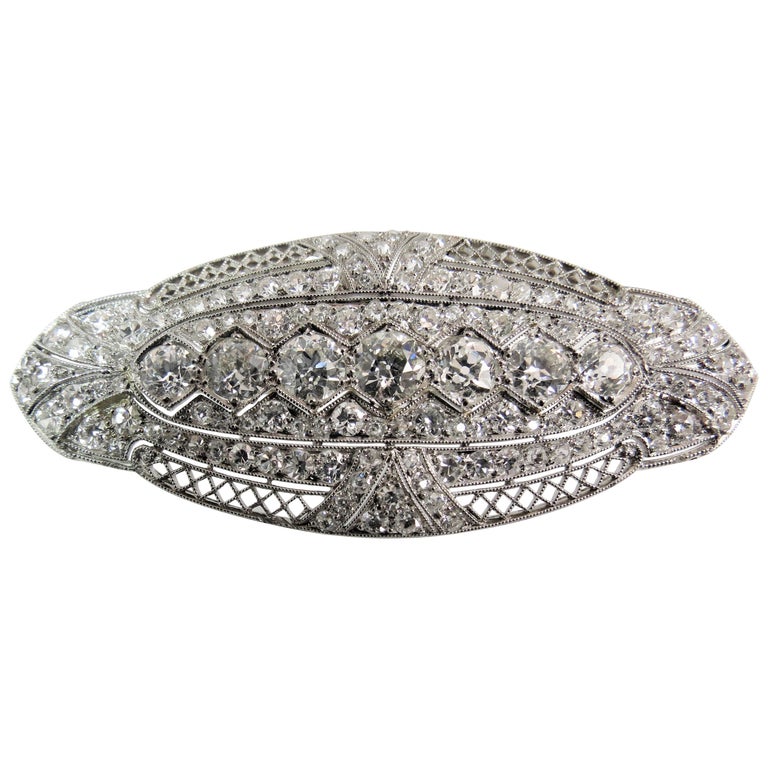 Broche Vintage En Filigrane Avec Perle Et Cristaux - Style Argenté - État Correct - Réf 4635