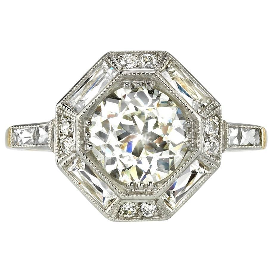 1.49 Carat Art Deco Two-Toned Engagement Ring