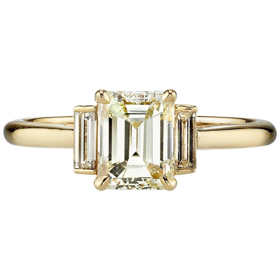 Handcrafted London Emerald Cut Diamond Ring by Single Stone For Sale