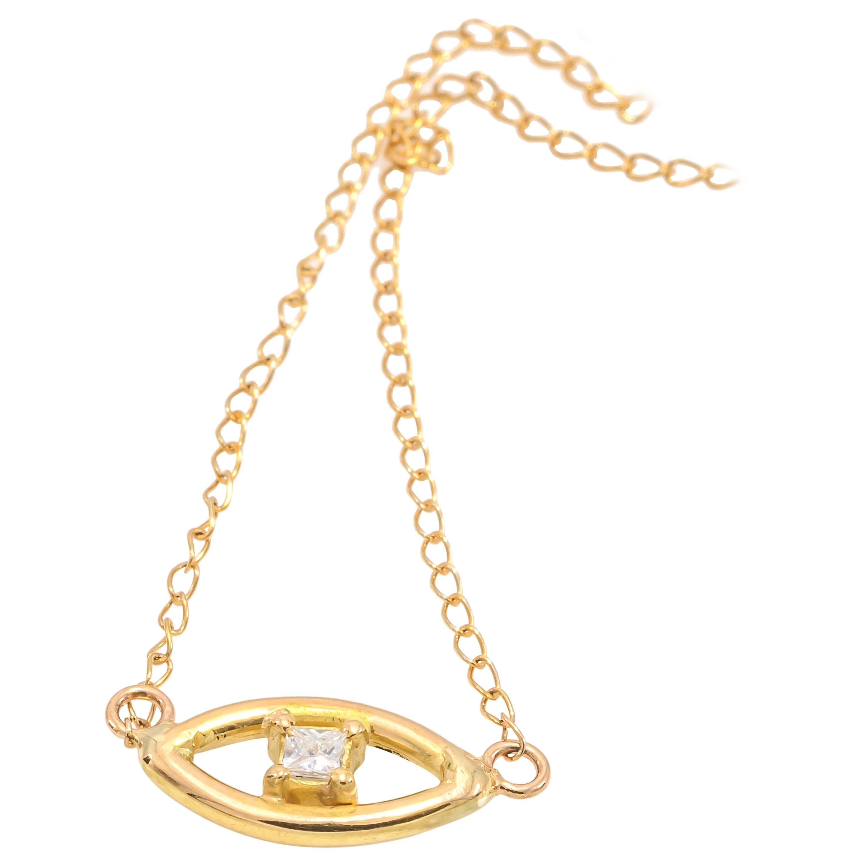 Diamond "Eye" Necklace For Sale