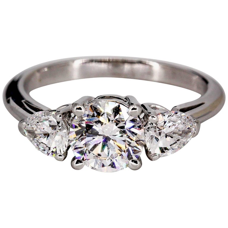Tiffany and Co. Diamond Platinum ThreeStone Engagement Ring at 1stDibs