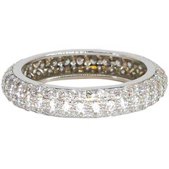 Cartier Three-Row Pave Diamond and Platinum Band