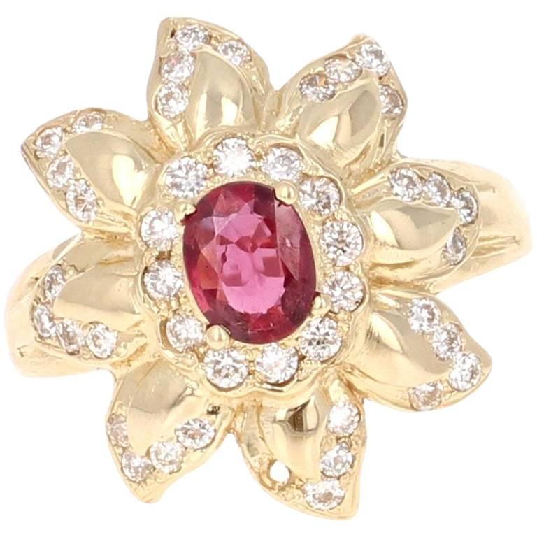 1.20 Carat Ruby Diamond Yellow Gold Ring