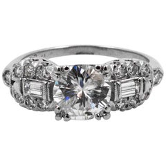 Art Deco Diamond Platinum  Engagement Ring 