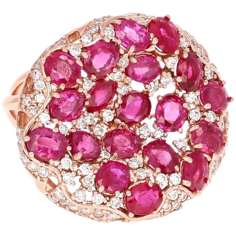 GIA Certified 8.60 Carat Ruby Diamond Cocktail Rose Gold Ring