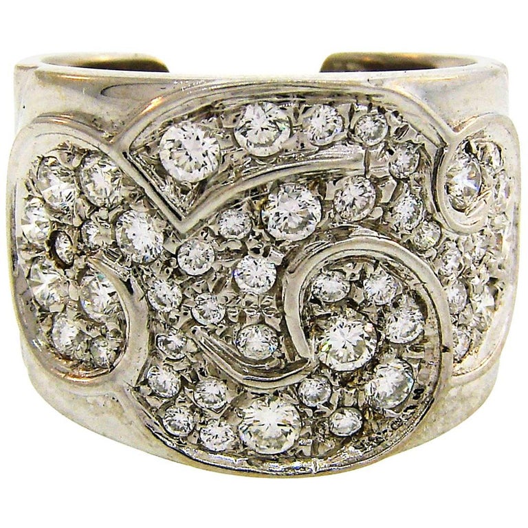 Marina B Diamond White Gold Band Ring, 1980s at 1stDibs