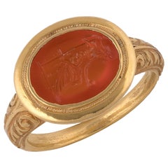 Antique Roman Jupiter Carnelian Intaglio, circa 1st-2nd Century A.D