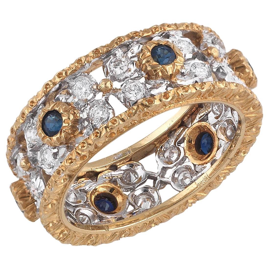 Buccellati Gold Sapphire and Diamonds Band Ring