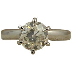 Antique GIA Certified 1.31 Carat Diamond Engagement Ring, Solitaire Setting, Platinum