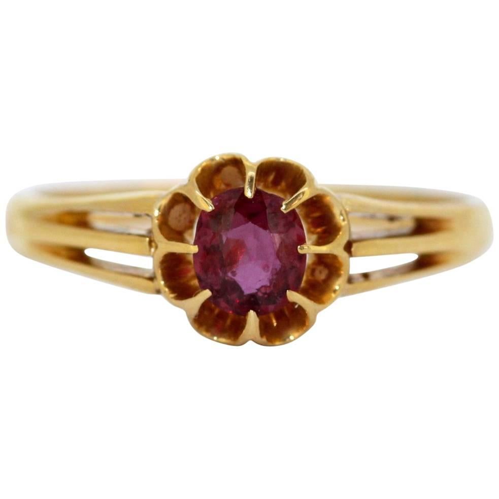 Vintage 18 Karat Gold Ladies Ring with Ruby '0.50 Carat' by DC, circa 1970s