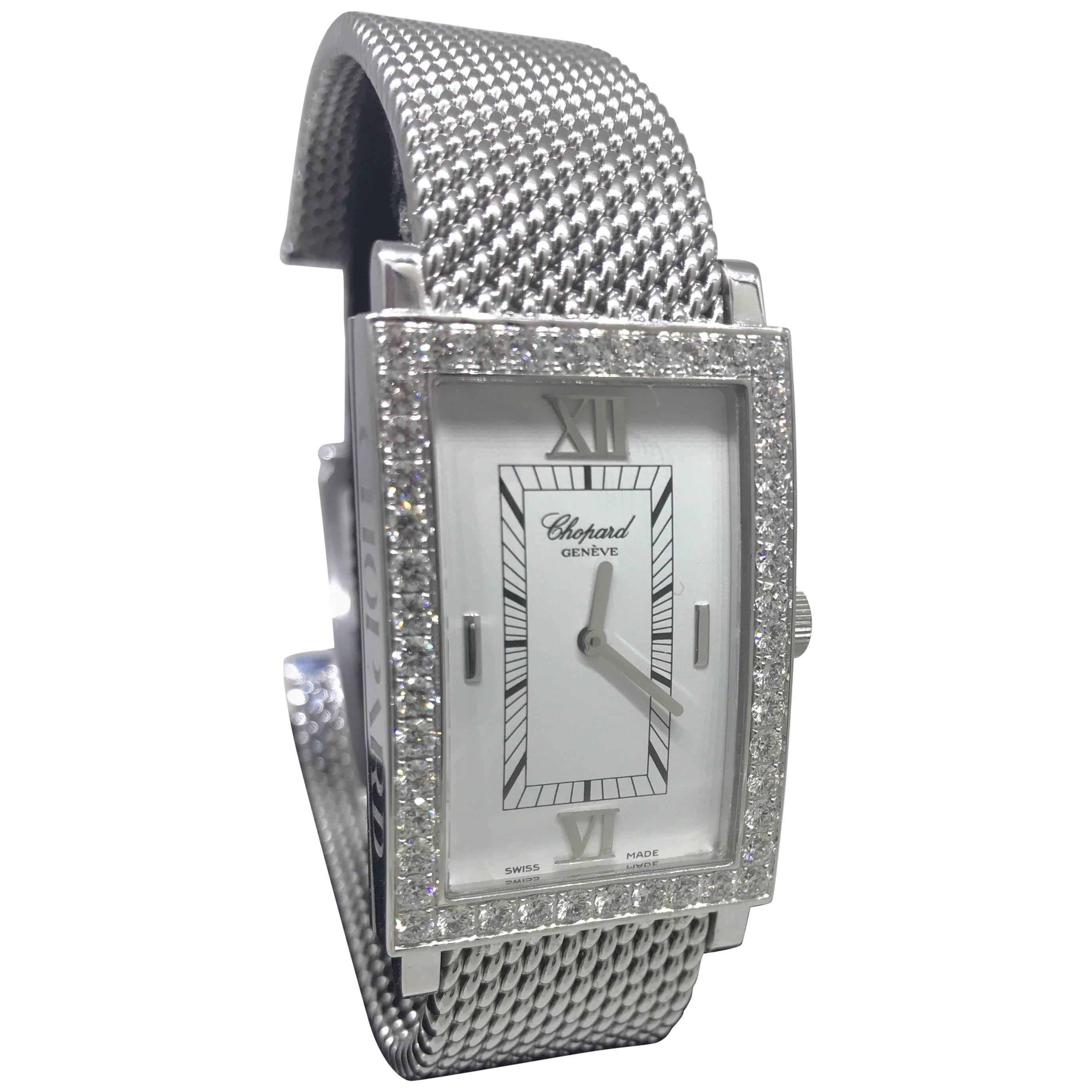 Chopard Les Classique White Gold and Diamond Bezel Bangle Bracelet Ladies Watch For Sale