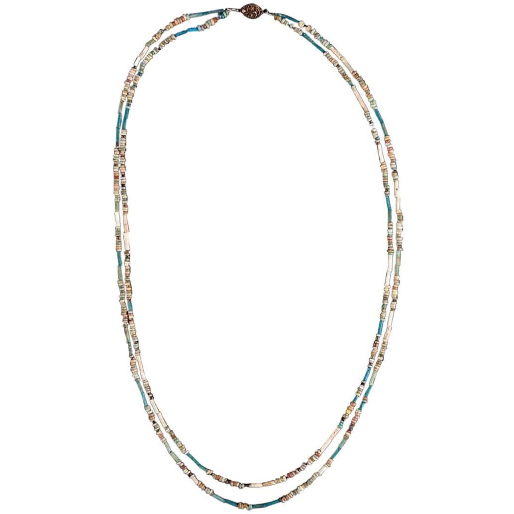 Double Sting Multi-Color Faience Bead Necklace