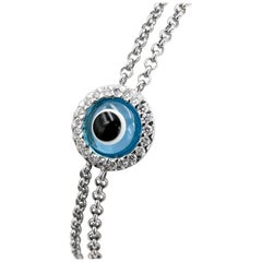 "Lucky Eye" Bracelet with Diamonds and Blue Topaz Eye