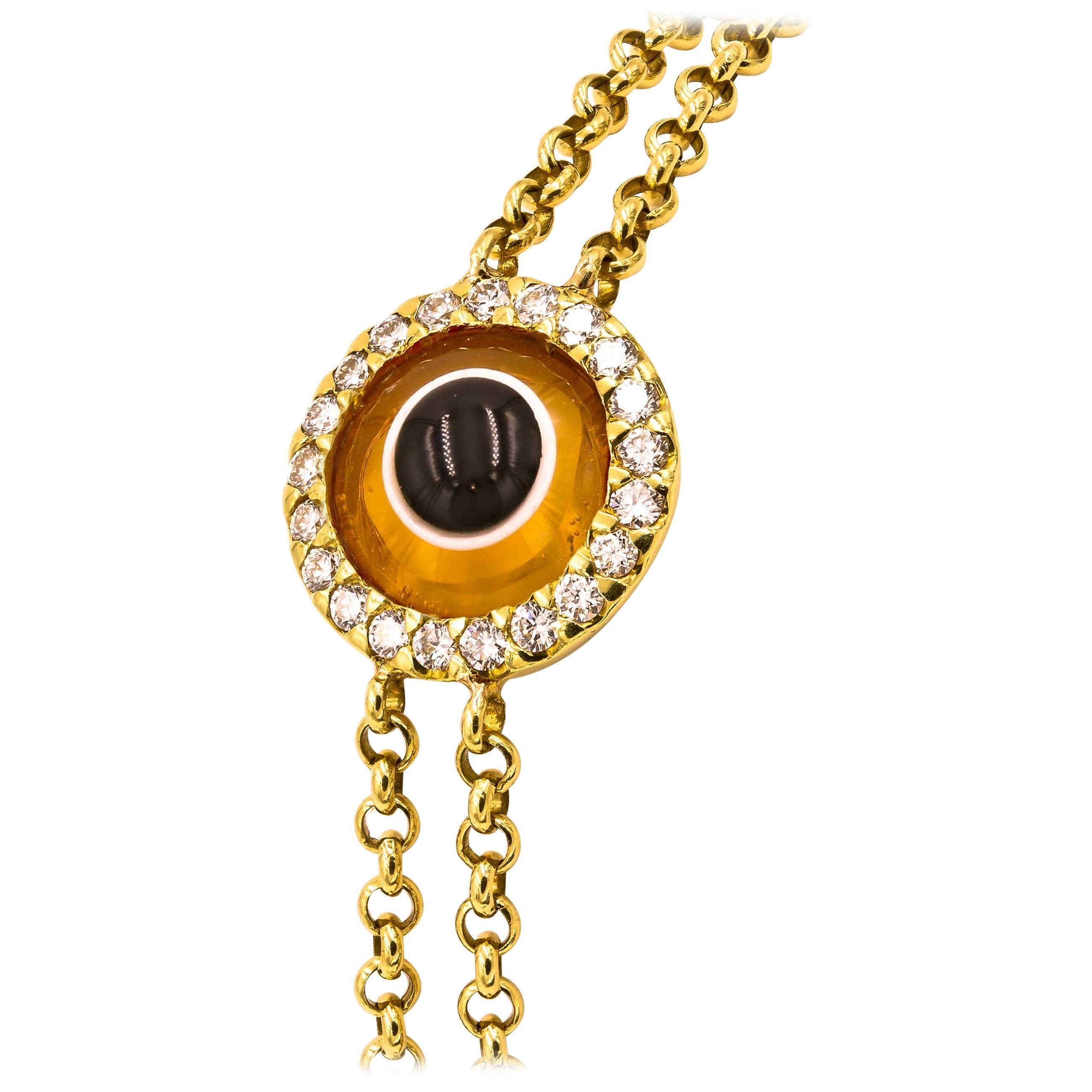 "Lucky Eye" Bracelet with Diamonds and Fire Opal Eye