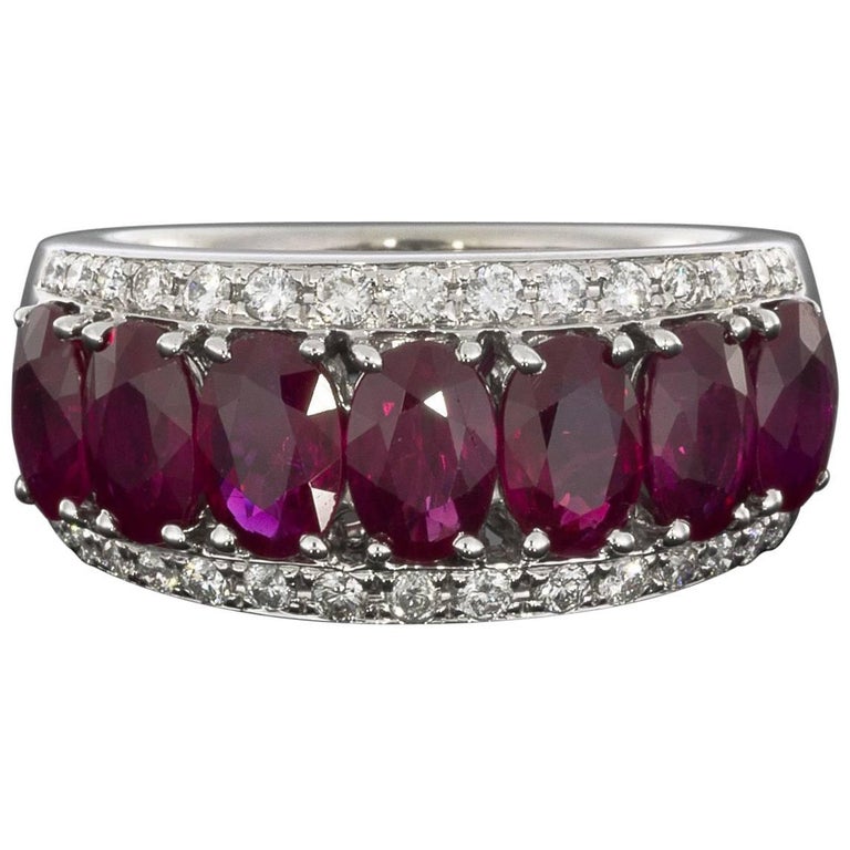 White Gold Ruby and Diamond Ring GGL Certified at 1stDibs