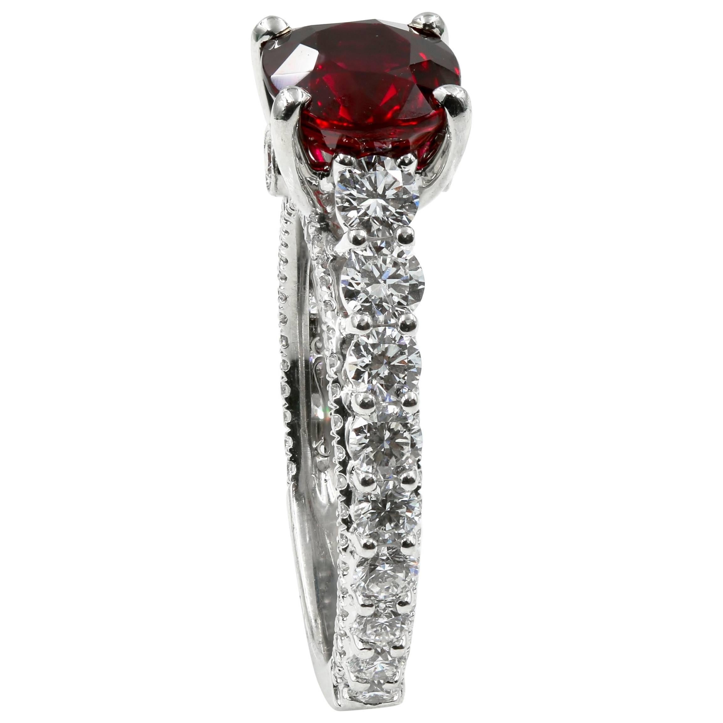 Exquisite AGL Certified 2.78 Carat Natural Ruby and Diamond Ring