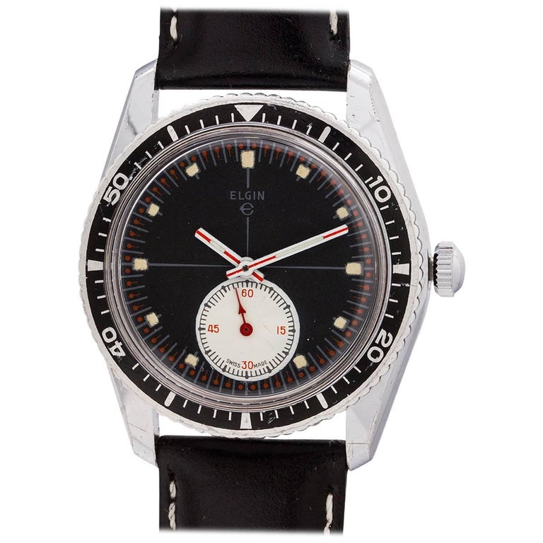 Elgin Stainless Steel Diver’s manual wind wristwatch, circa 1960s For