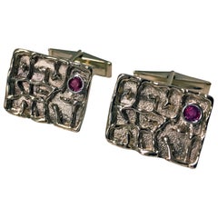 Vintage Pair of Gold and Ruby Cufflinks, Birks, circa 1970