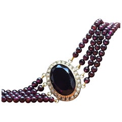 Treasurehuntworld Antique Pink Gold Bracelet Pearls Four Strand Garnet