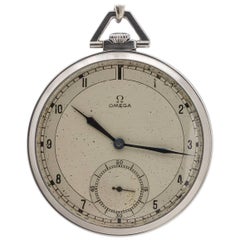 Vintage Omega stainless steel 12-S Industrial Design Manual Wind Pocket watch, c1935