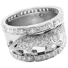 Bague à anneau en or blanc avec diamant "Panthère marchante" de Cartier