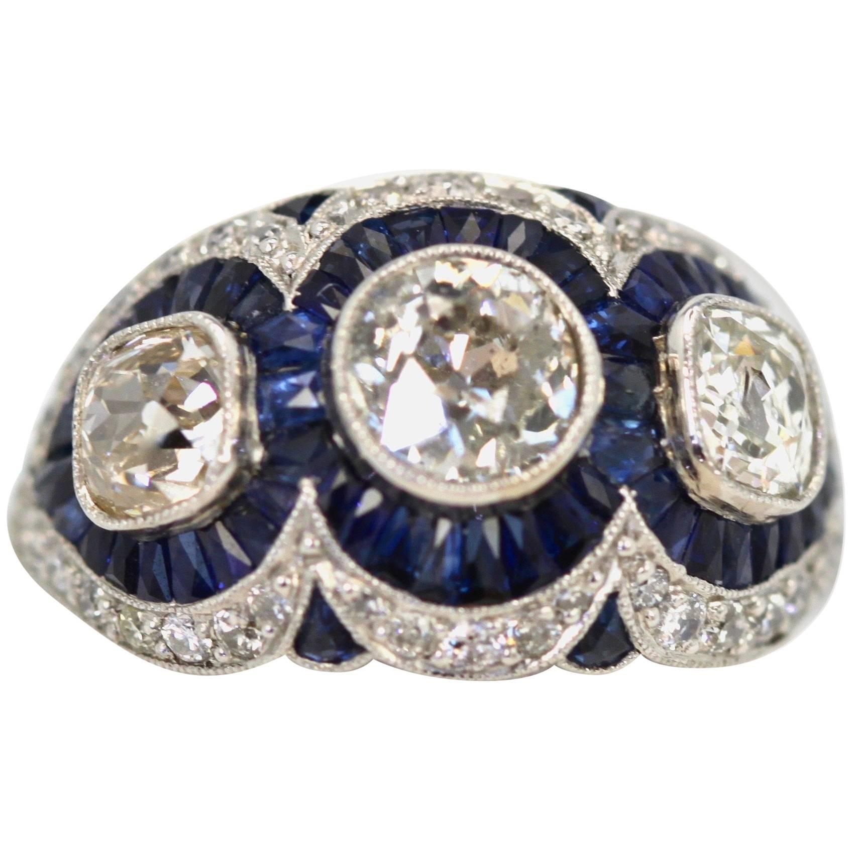  Sapphire Diamond Ring 3.28 Carat