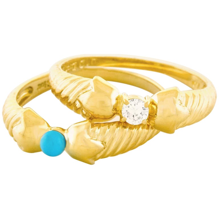 Christian Dior Pair Gold Rings at 1stDibs