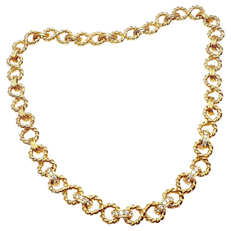 Tiffany and Co Diamond Gold Necklace at 1stdibs