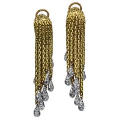 1960s Chaumet Diamond and Gold Fringe Earclips