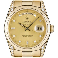 Rolex Yellow Gold Diamond Set Champagne Dial Automatic Wristwatch Ref 18338 