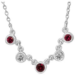 Ruby Diamond White Gold Necklace