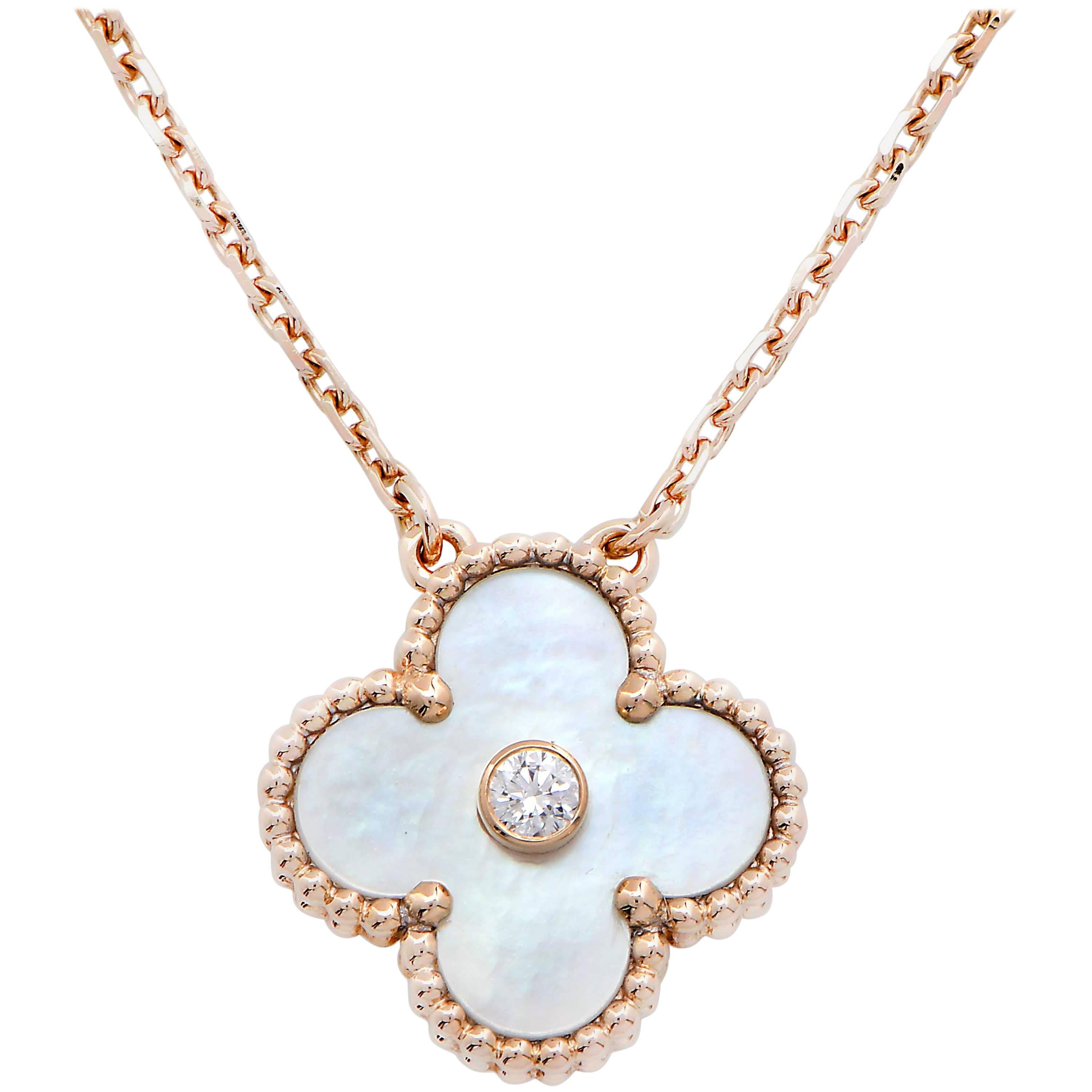 Van Cleef and Arpels Limited Edition Alhambra Mother-of-Pearl and Dia  Necklace at 1stDibs | van cleef limited edition, van cleef limited edition  alhambra, van cleef necklace limited edition