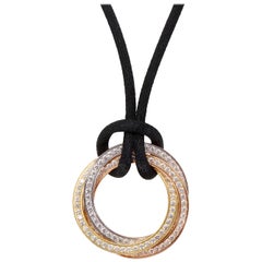 Cartier Diamond Trinity Pendant Necklace in 18 Karat Tri Colored Gold 1.16 Carat