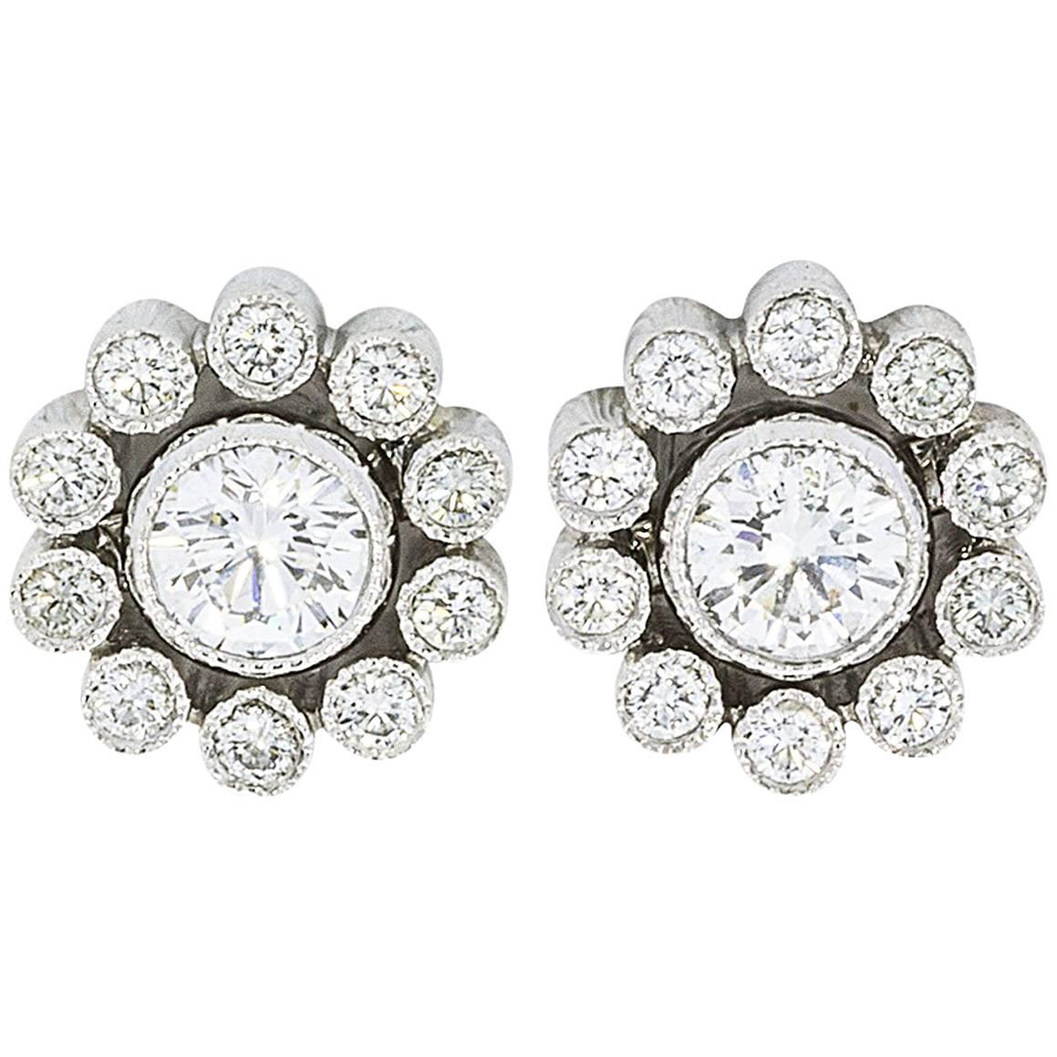 Tiffany & Co. Enchant Platinum Diamond Filigree Stud Earrings