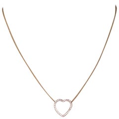 18 Karat Yellow Gold, 0.51 Carat Rose Color Brilliants Heart Pendant Necklace
