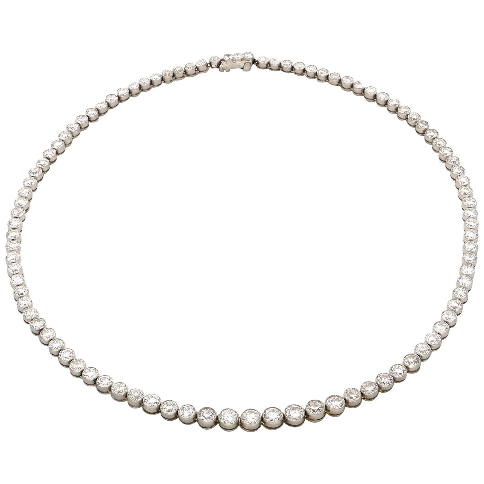 Tiffany & Co. Classic Graduated Round Diamond Line Necklace, circa 1930s