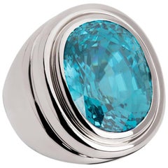 Certified 29.58 Carat Zircon White Gold Ring