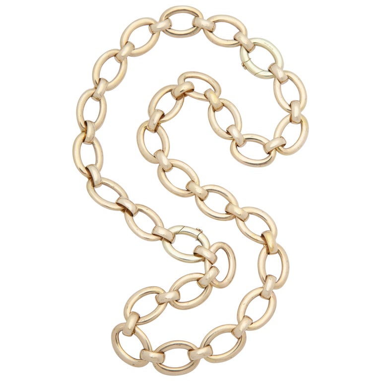 Convertible Necklace and Bracelet High Polish Long Gold Chain Link
