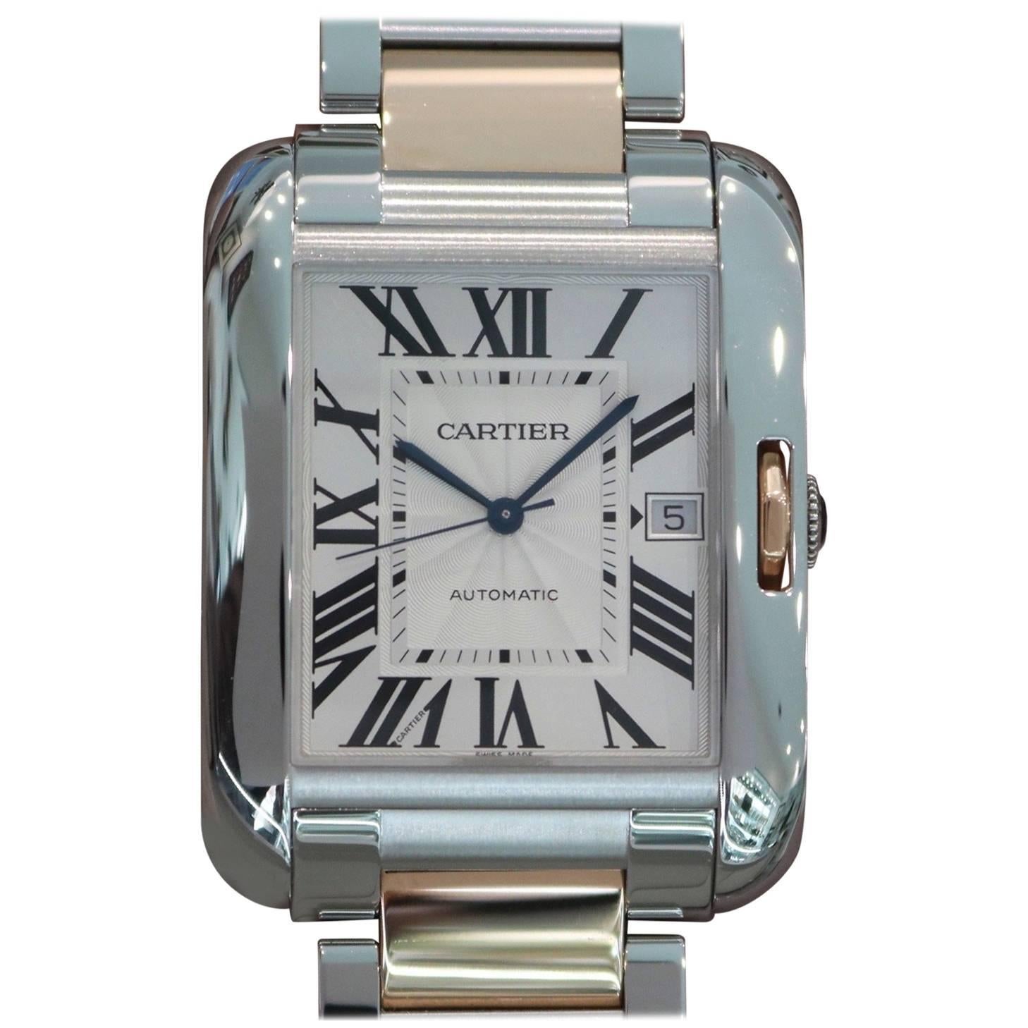 Cartier Rose Gold Tank Anglaise Extra Large Automatic Wristwatch